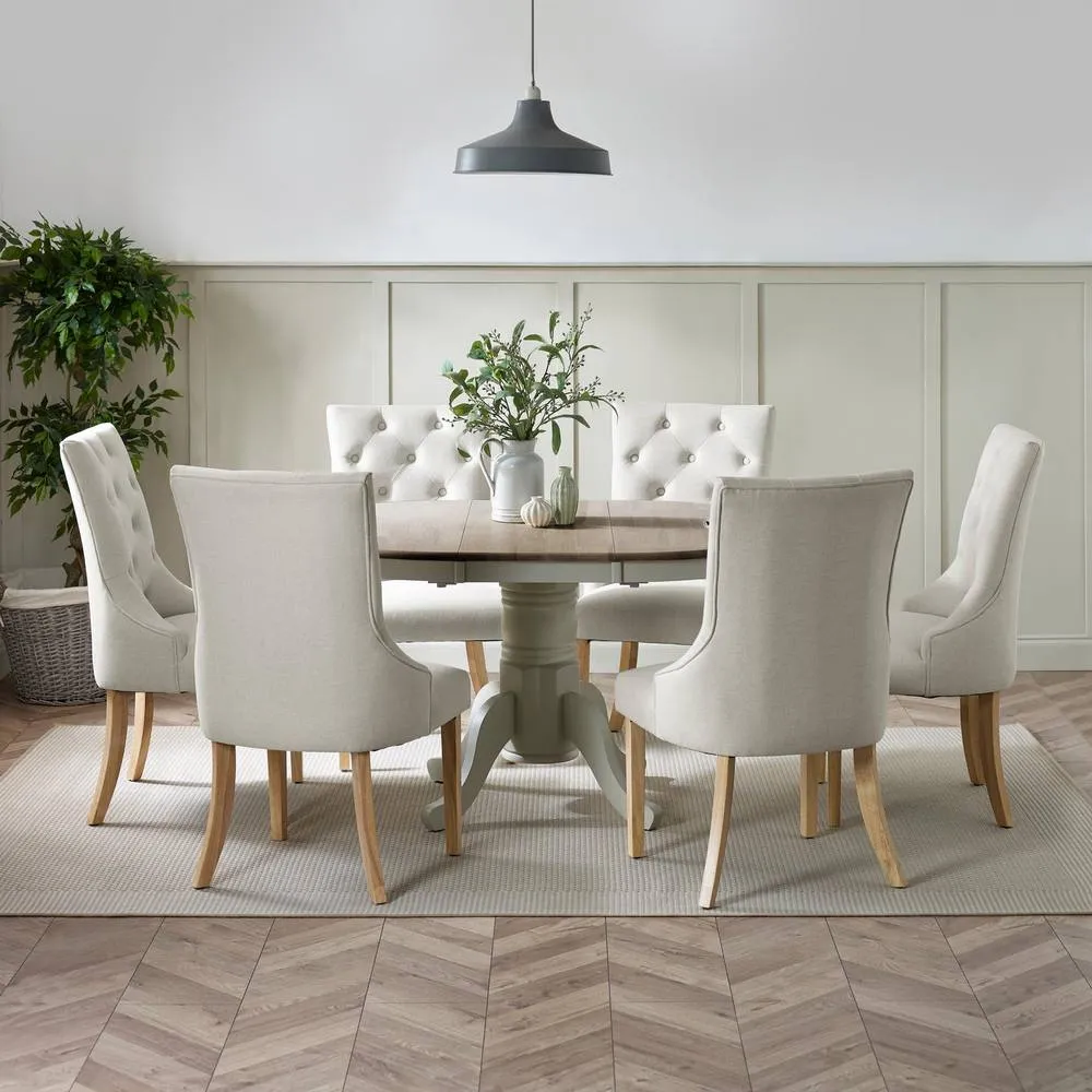 FurnitureboxUK Padstow Wooden Extending Dining Table & 6 Belgravia Chairs in Grey 1