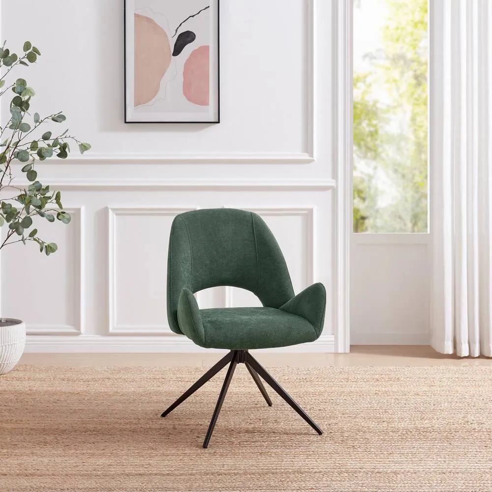 FurnitureboxUK 2x Layla Green Fabric Swivel Dining Chairs 3