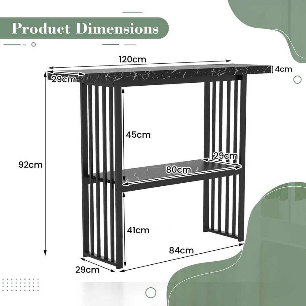 Costway 2-tier Console Table Sofa Table Modern Entryway Table-Black in Black 2