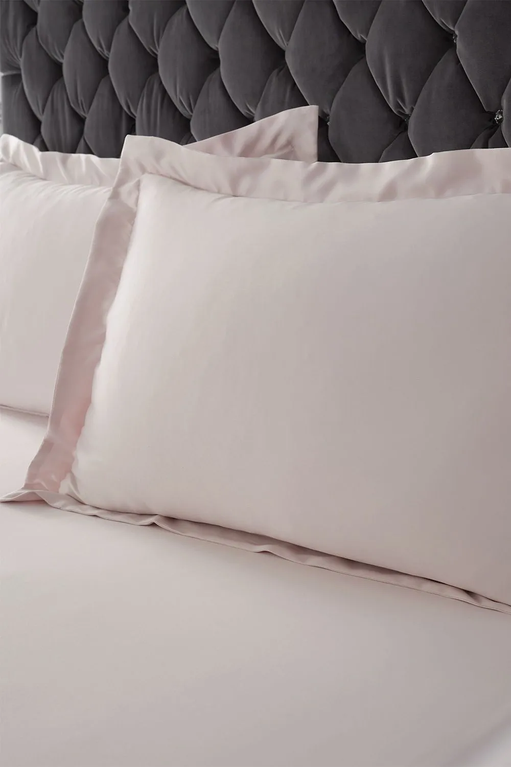 Catherine Lansfield 'Silky Soft Satin' Oxford Pillowcases Pair in Pink 1