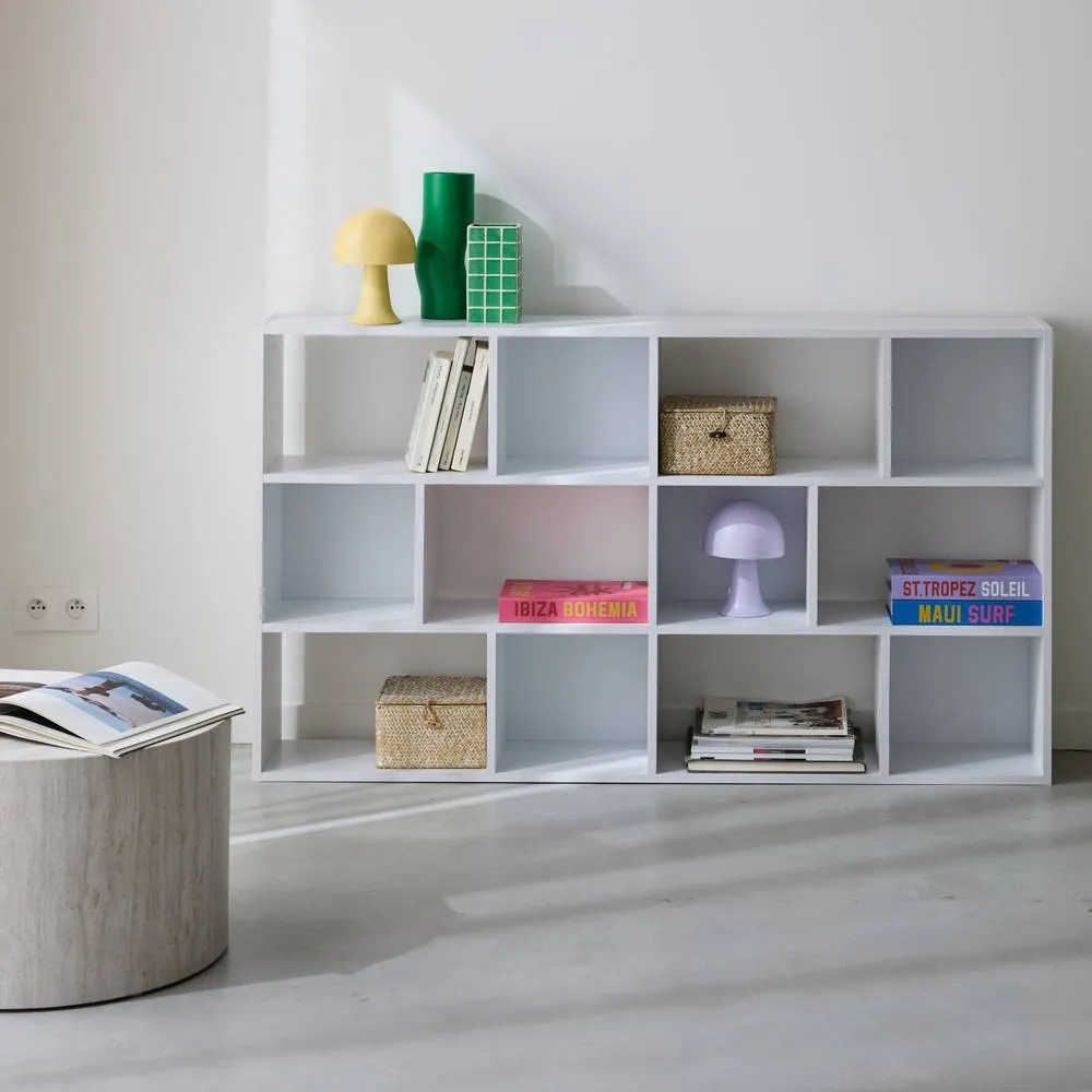 sweeek 3-shelf Bookshelf With 12 Compartments in White 3
