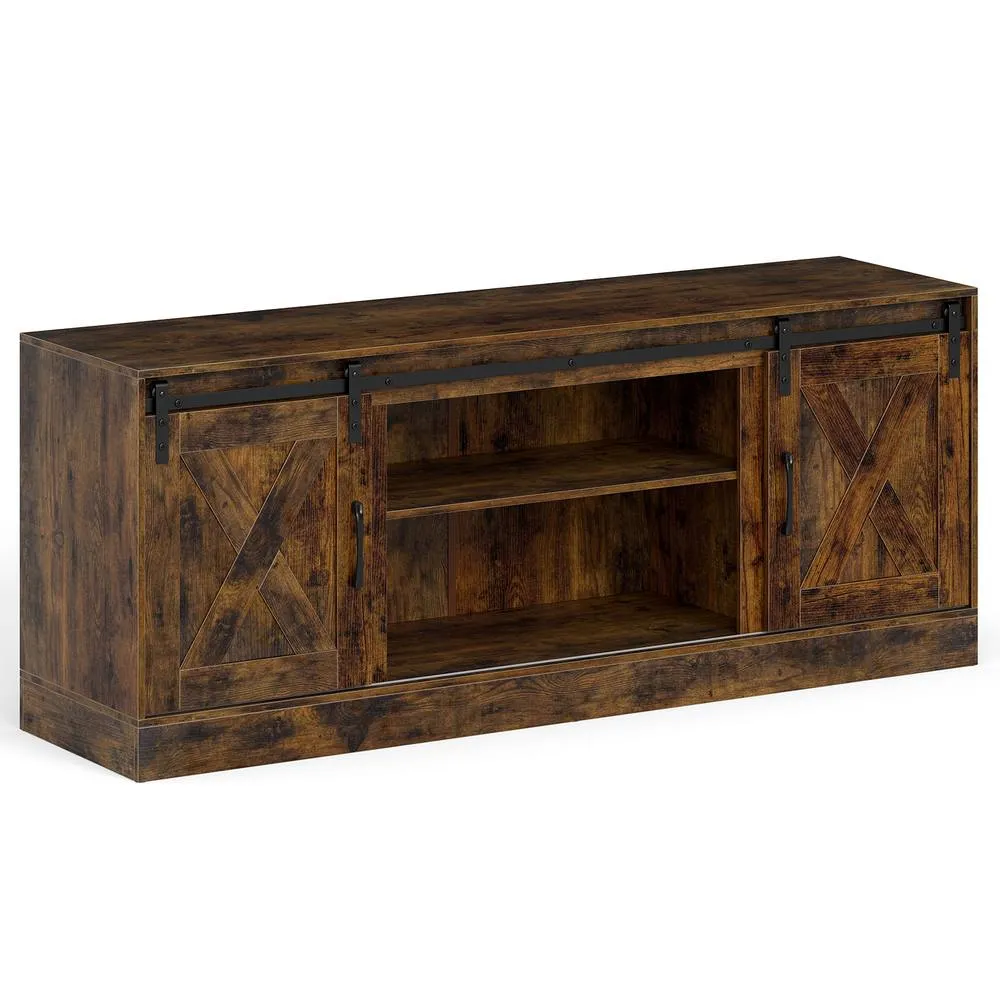 Costway Wooden TV Stand Cabinet for 70 Inch TVs Media Entertainment Center in Brown 3