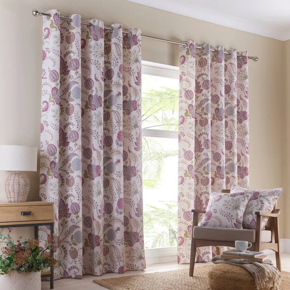 Portfolio Home Richmond Floral Fully Lined Eyelet Curtain Set in Purple