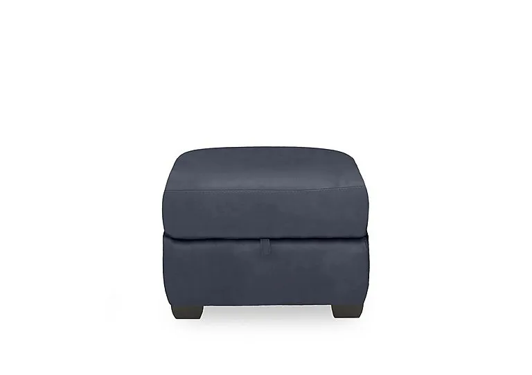 Compact Collection Titch NC Leather Storage Footstool - NC Ocean Blue
