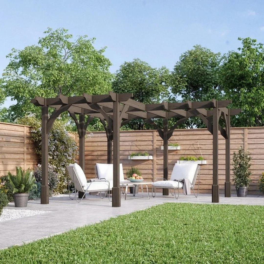 Rutland County Garden Furniture Ltd Corner Pergola - Wood - L480 x W480 cm - Rustic Brown 1