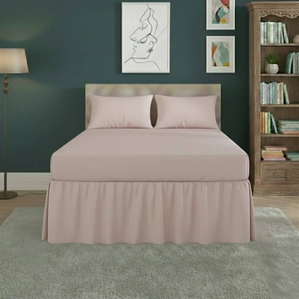 Snug City Fitted Valance Bed Sheet Polycotton Mattress Cover & Frill Easy Care in Pink