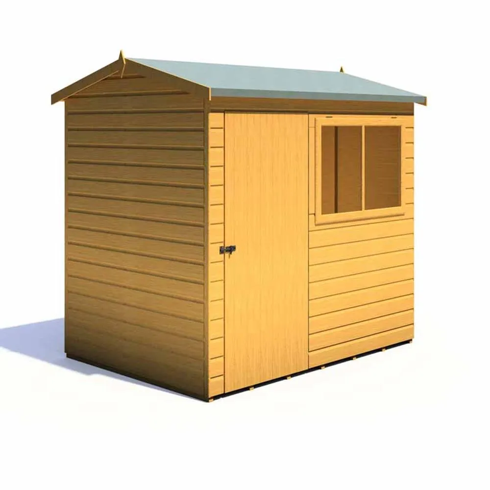 Shires Lewis 7 x 5 Feet Single Door Reverse Apex Style D Shed in Brown 4