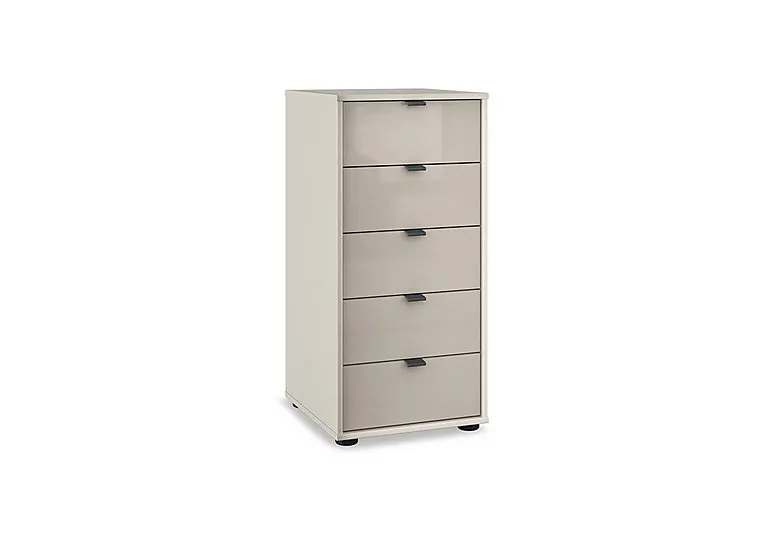 Amara 5 Drawer 40cm Glass Chest - Champagne