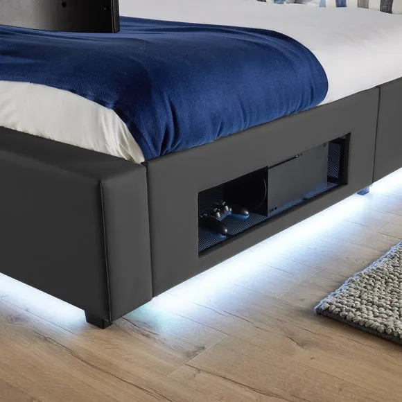 XR Living Ava TV Bed with LED Lights and TV Mount 4