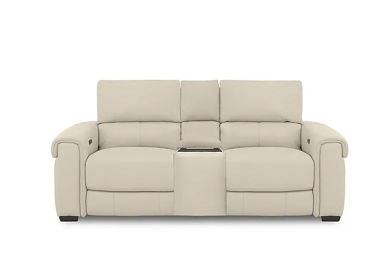 Nixon 2 Seater Leather Power Recliner Sofa with Cupholder Power Console - BV Bisque