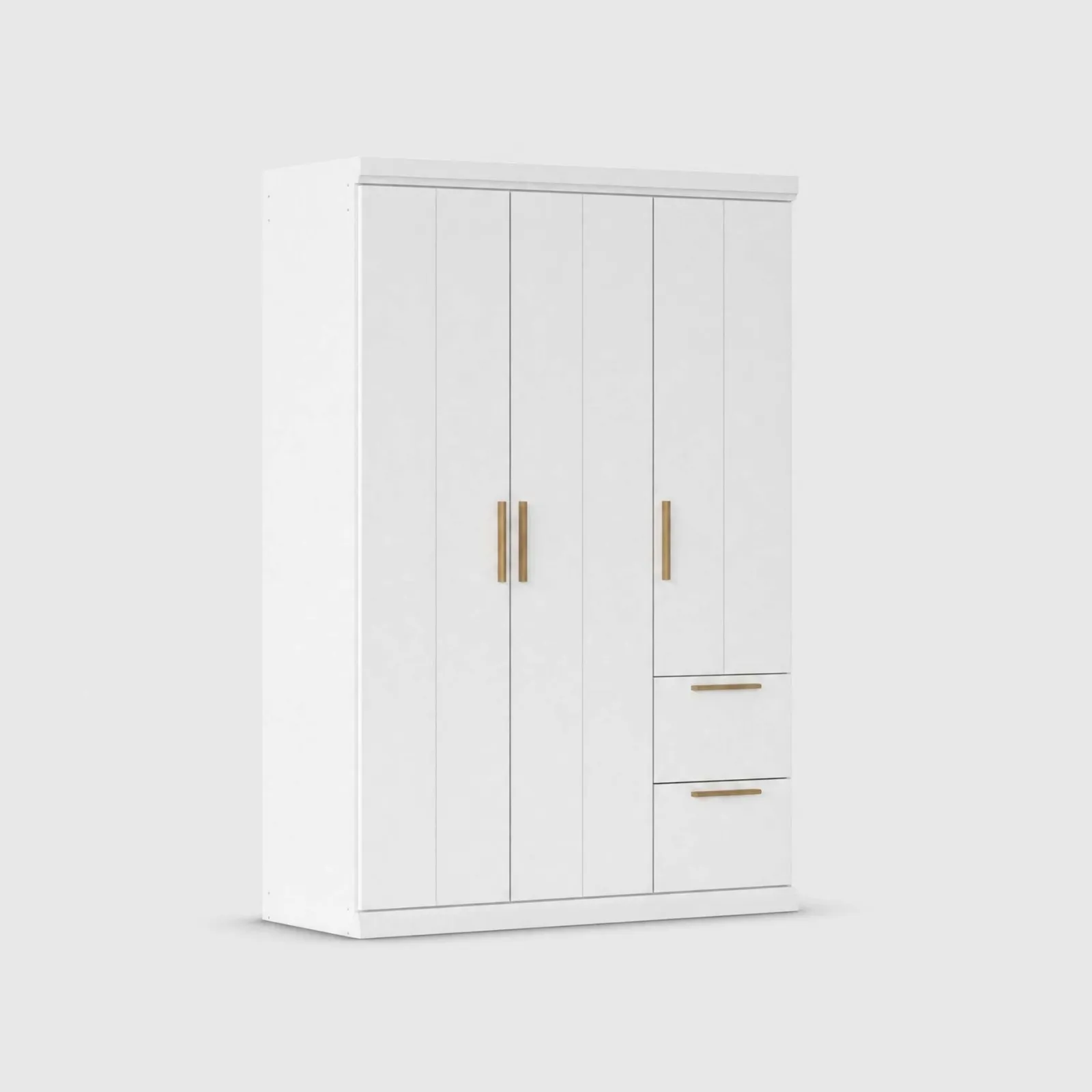 Malham 3 Door Hinged Wardrobe 136X203Cm With Cornice, White Wood | Barker & Stonehouse 1