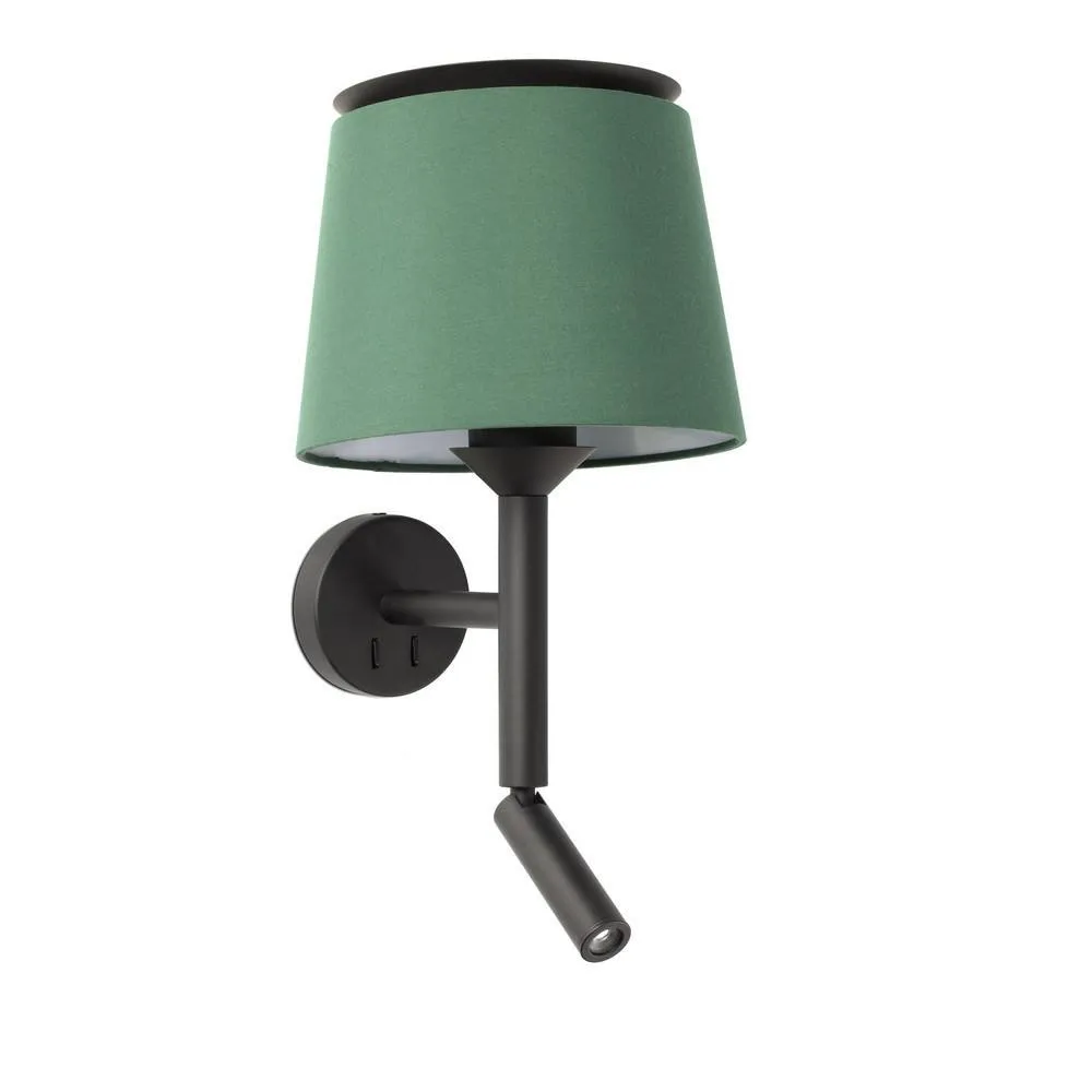 Netlighting Savoy Reading Light Wall Light BlackGreen E27 in Green