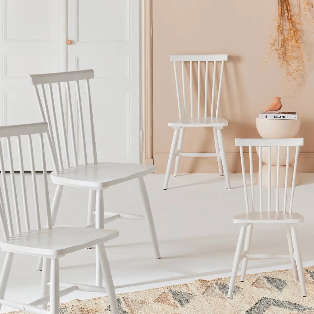 sweeek Set Of 4 Hevea Wooden Chairs in White 6