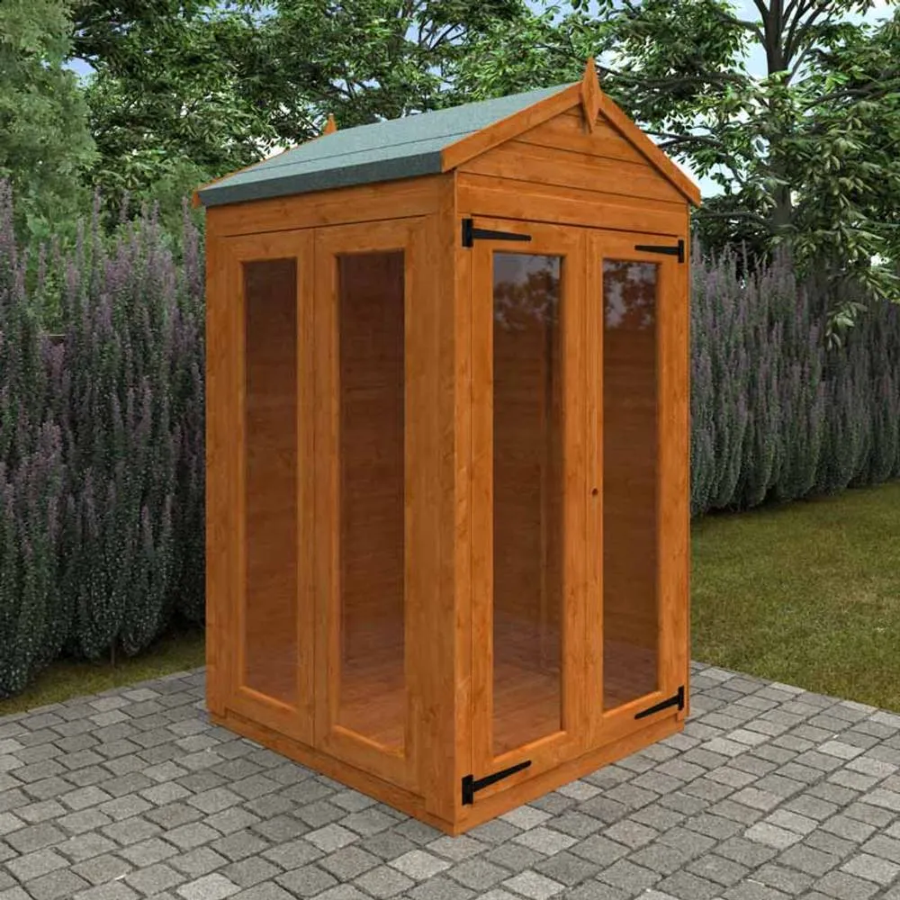 Buttercup Farm 4x4 Flex Apex Full Pane Summerhouse 12mm Flex - L123.8xW115xH219.2 cm in Burnt Orange 2