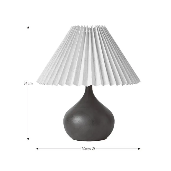Mid Century Wooden Table Lamp with Pleated Shade 6