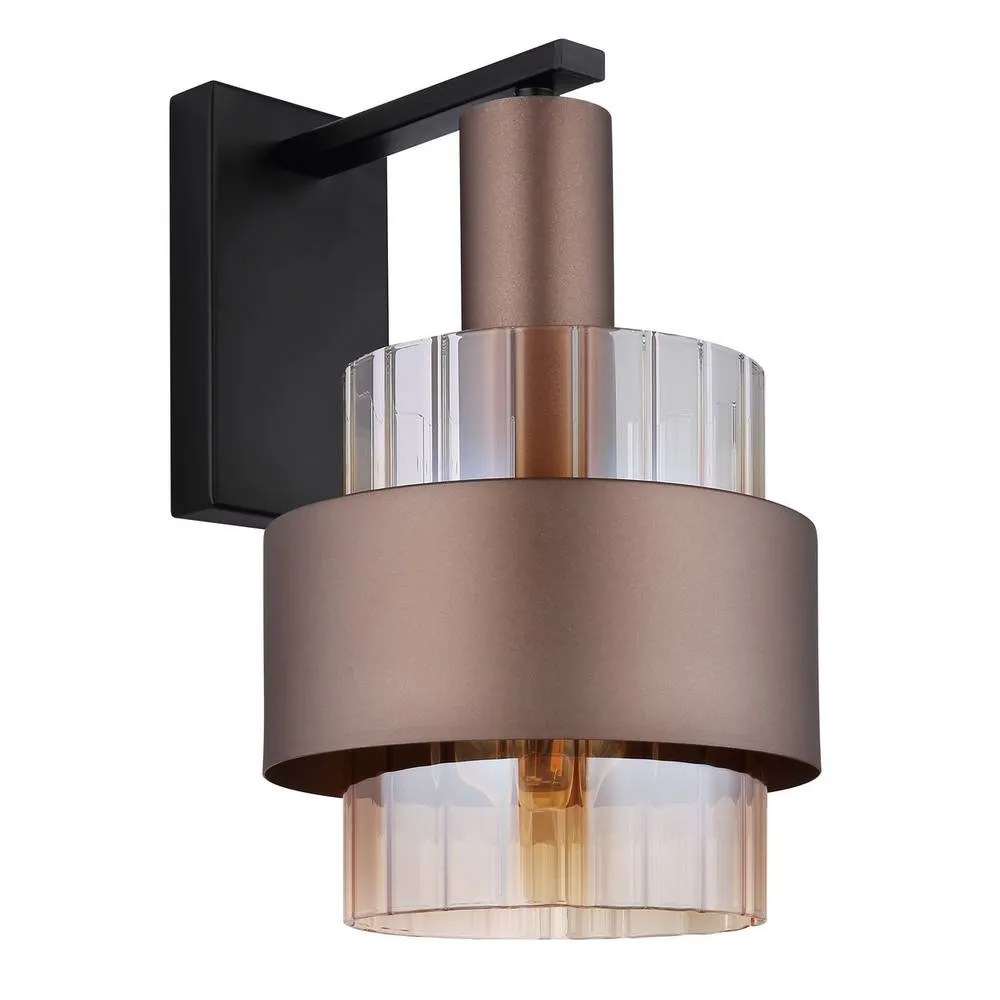 Netlighting Milley Wall Lamp Matt Black Amber Glass Shade 1x E27 in Brown 2
