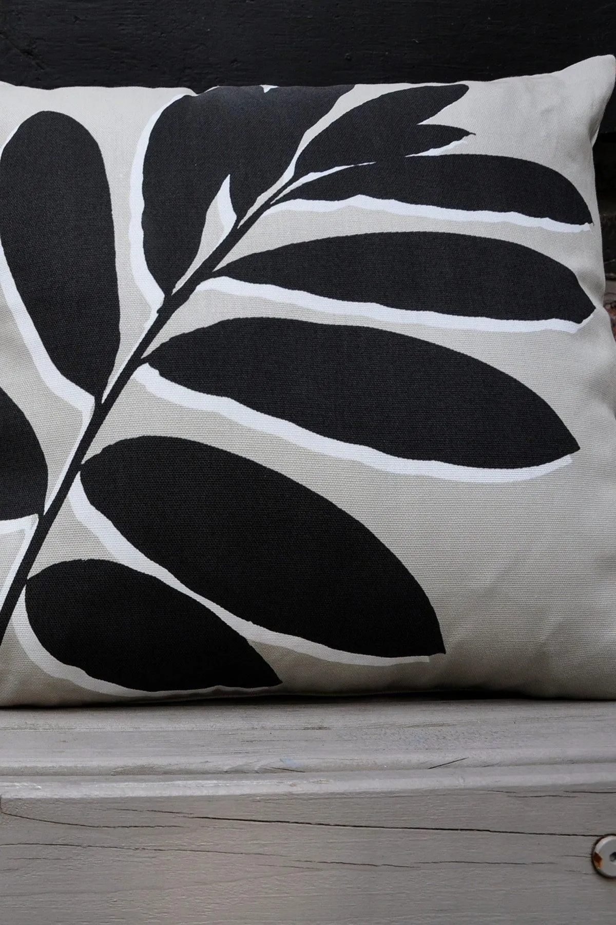 Fusion 'Leaf Print' Water & UV Resistant Filled Cushion in Natural