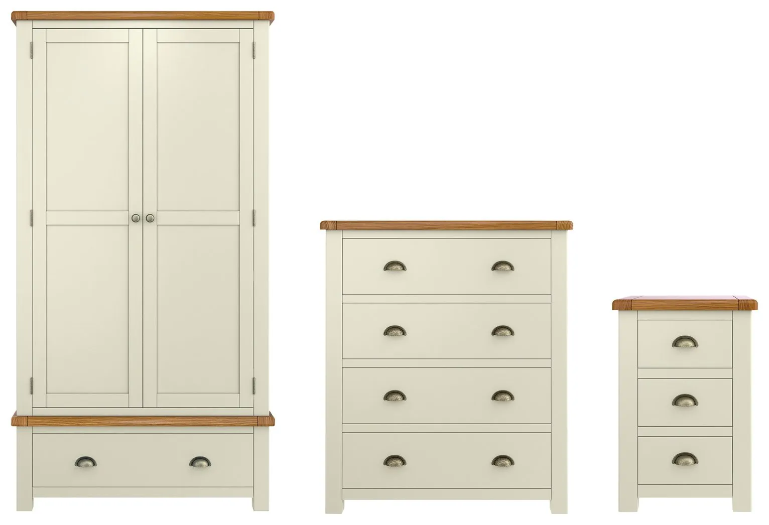 Habitat Kent 3 Piece 2 Door Wardrobe Set - Cream & Oak