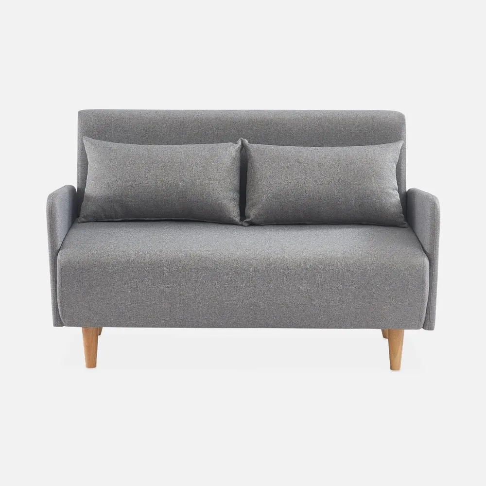 sweeek 2-seater Convertible Sofa Bed With Reclining Backrest in Light Grey 2