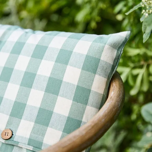 Gingham Buttoned Square Cushion 4