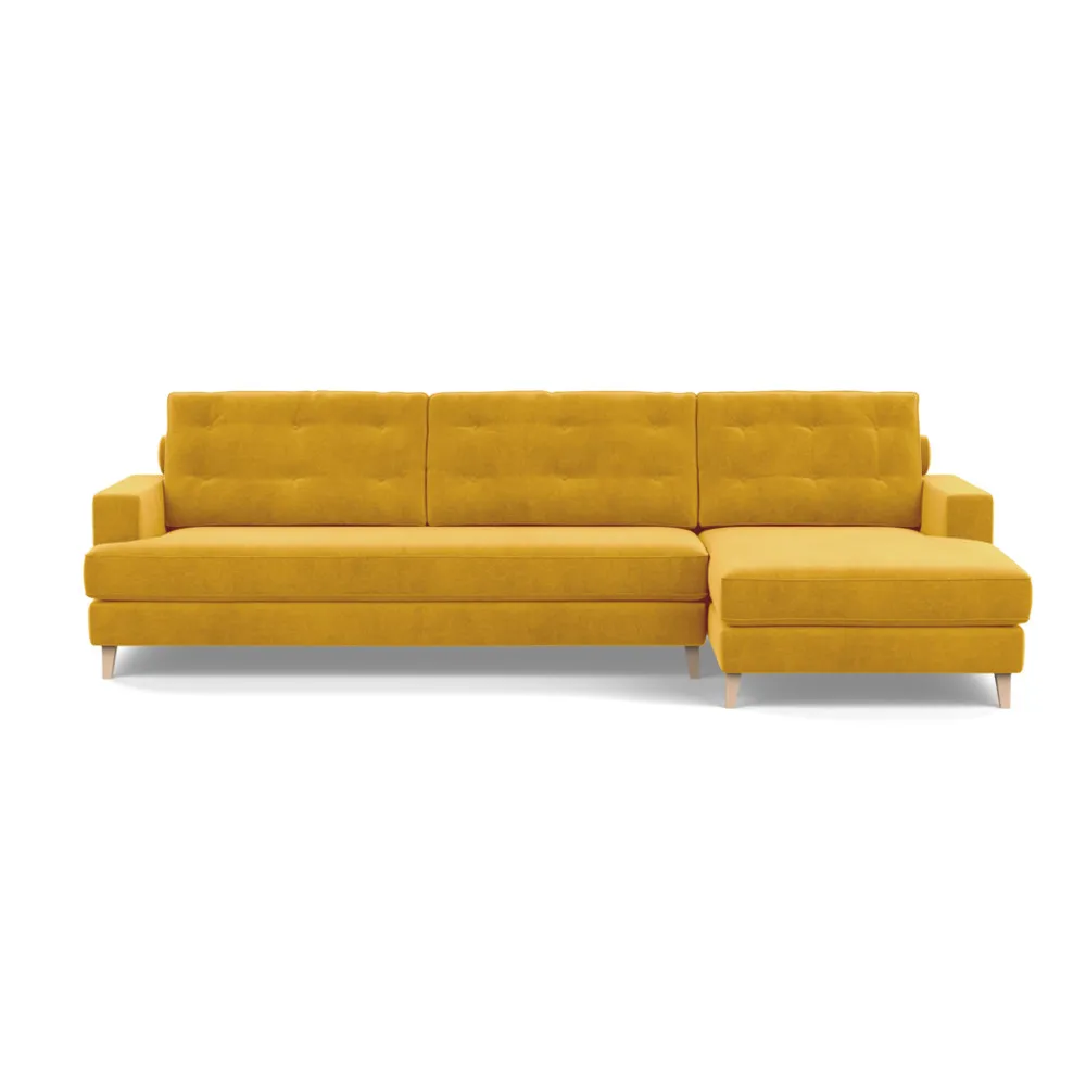 Heal's Mistral Right Hand Facing Corner Sofa Smart Luxe Velvet Canary Natural