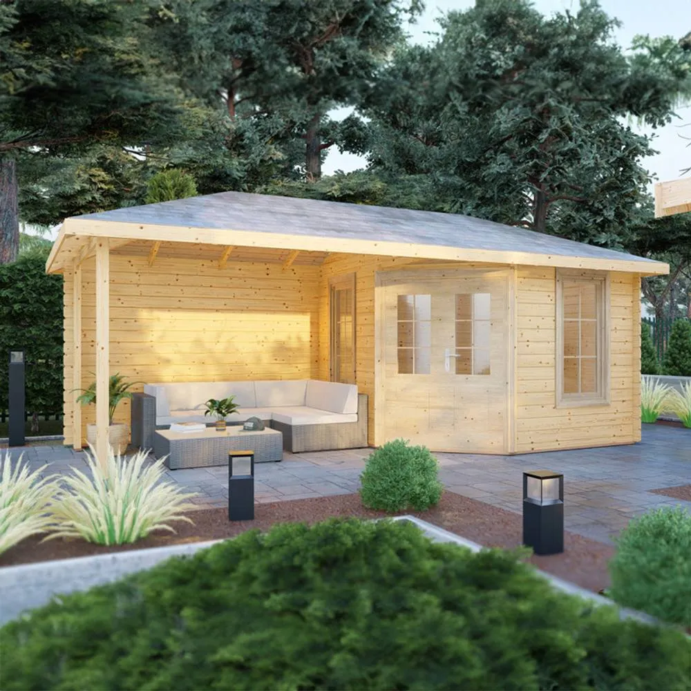 Shires Amarrillo 10 x 20 Feet 44 mm Corner Log Cabin - L280 x W576 x H247.6cm in Light Brown 4