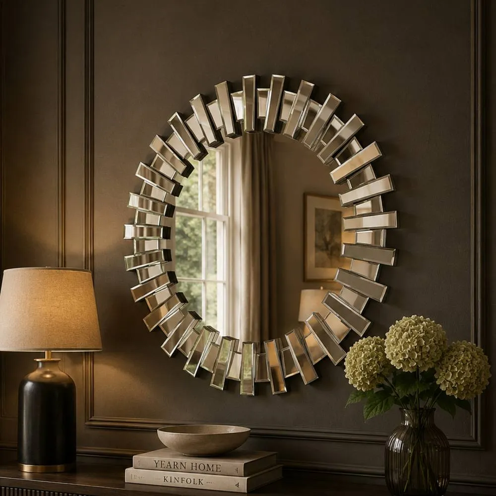 Yearn Mirrors Sunburst Round Mirror Bevelled in Clear 2