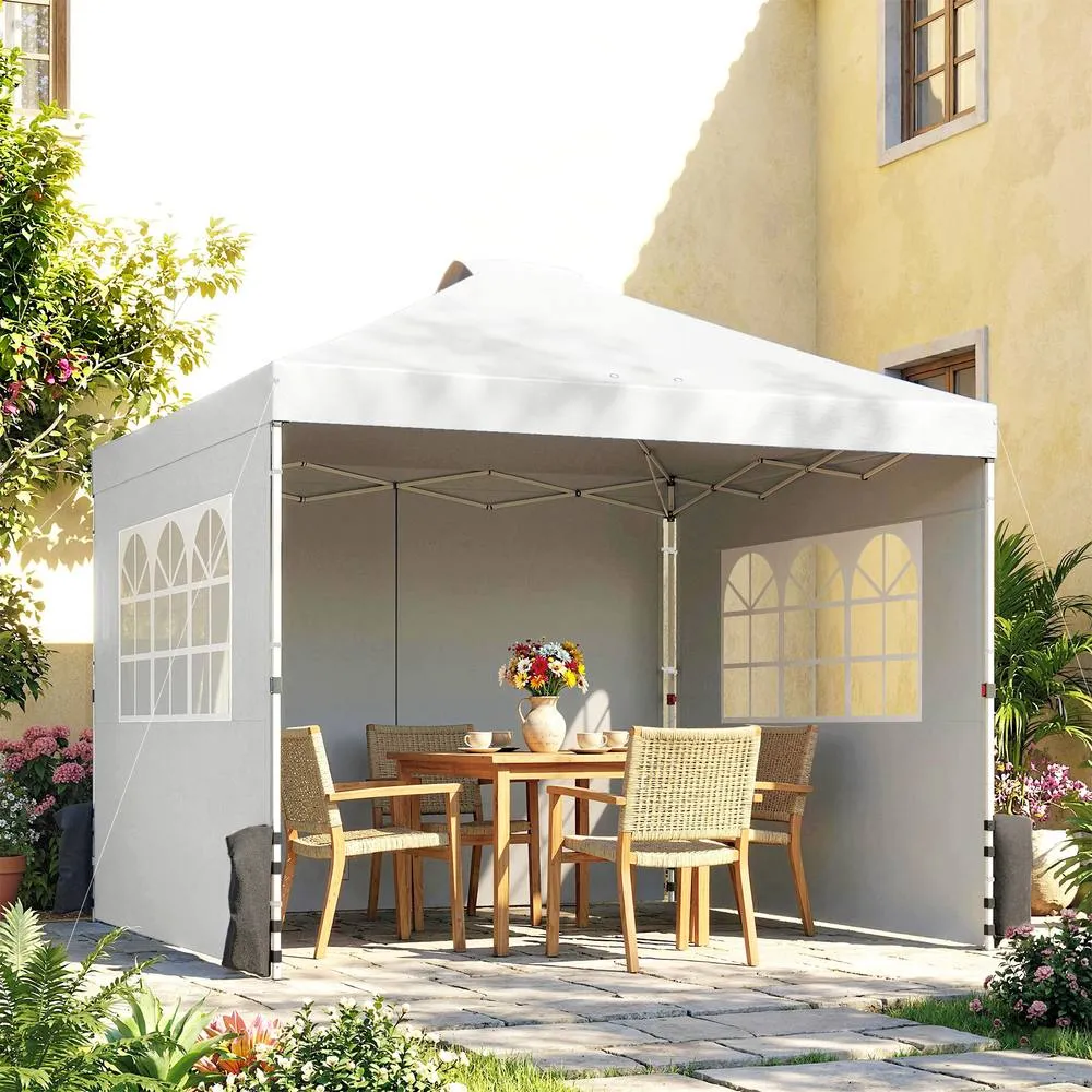 OUTSUNNY Pop Up Canopy Waterproof Height Adjustable 3 x 3 (m) in White