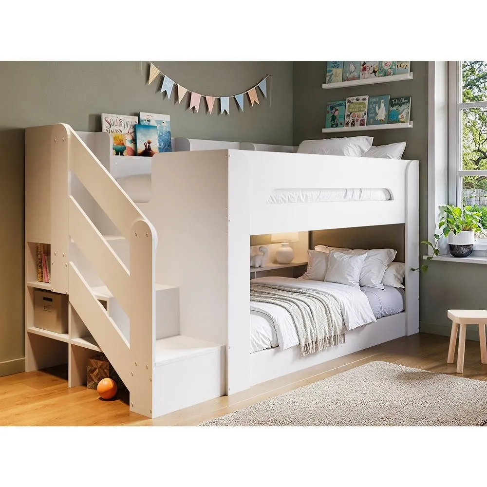 Flair Zeno Staircase Low Bunk with Storage in White 1