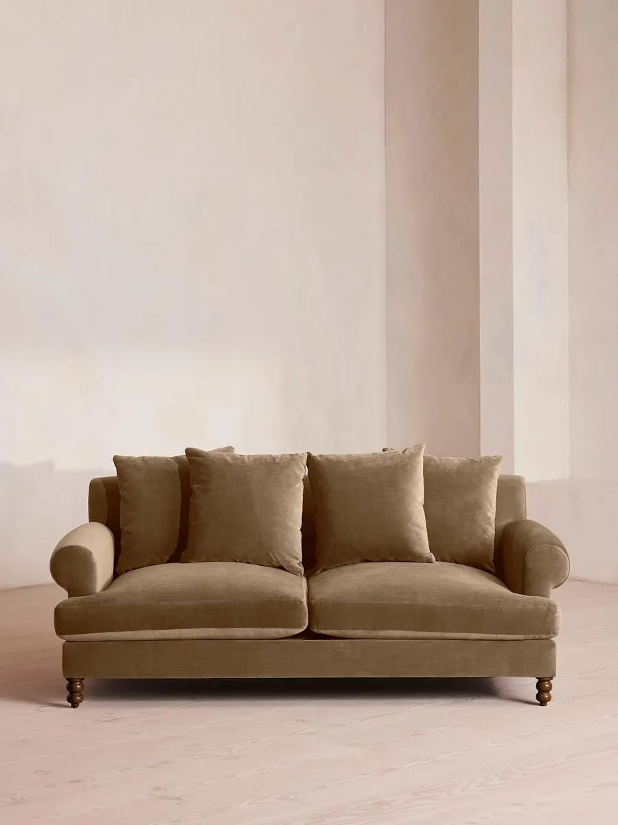 Audrey Two Seater Sofa, Velvet, Truffle