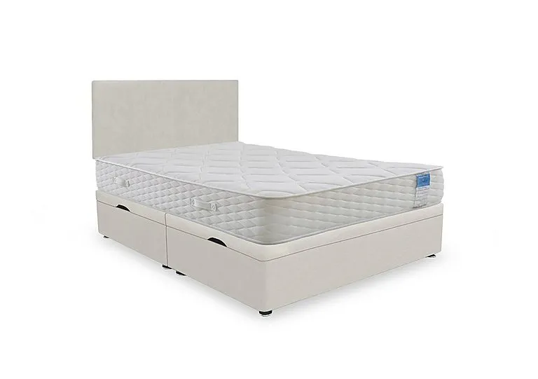 Memory Plus Side Lift Ottoman Divan Set - Super King - Plush Ecru