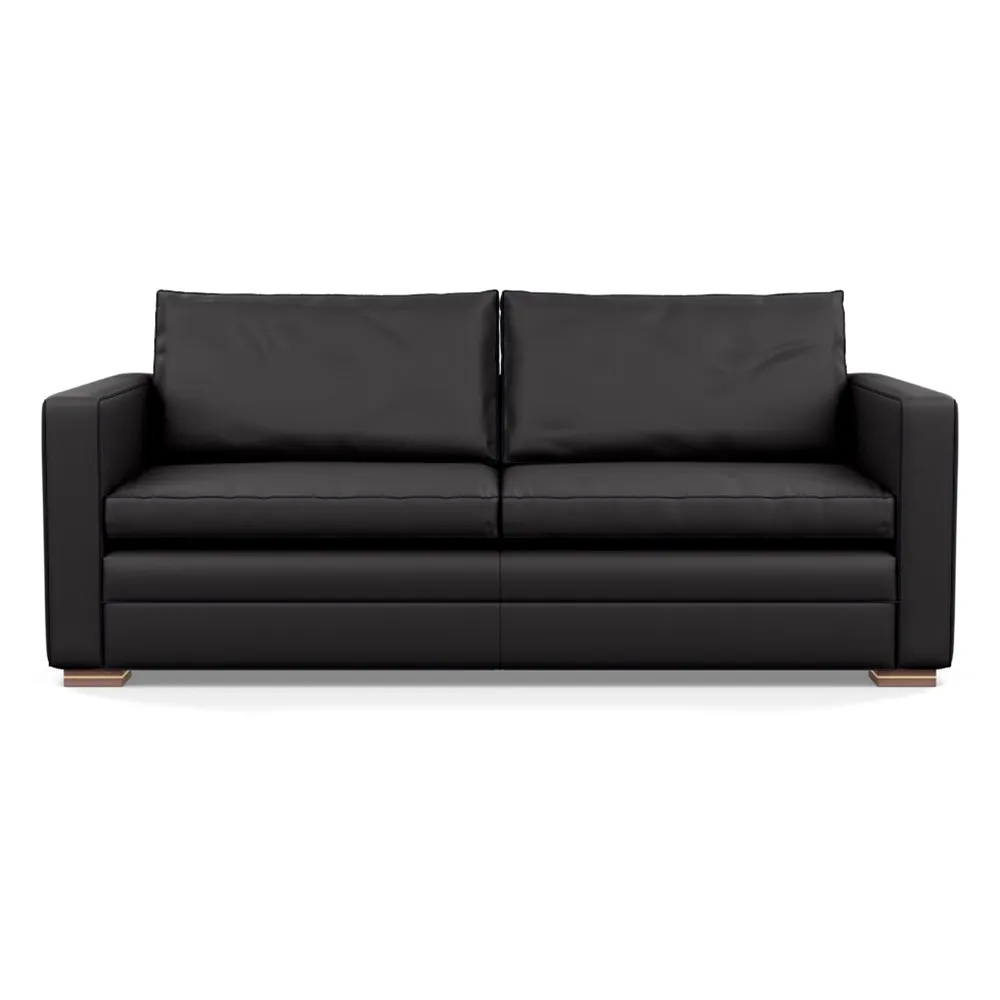 Heal's Palermo 3 Seater Sofa Leather Grain Graphite 063 Brass and Walnut Feet 1