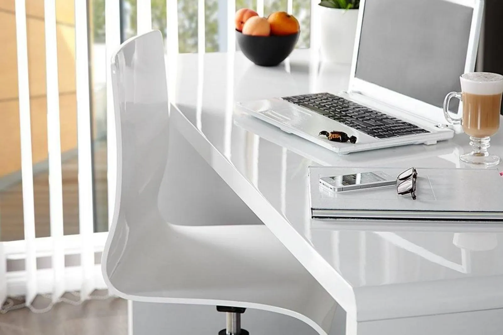 FurnitureboxUK Enzo White High Gloss Rectangular Office Desk 2