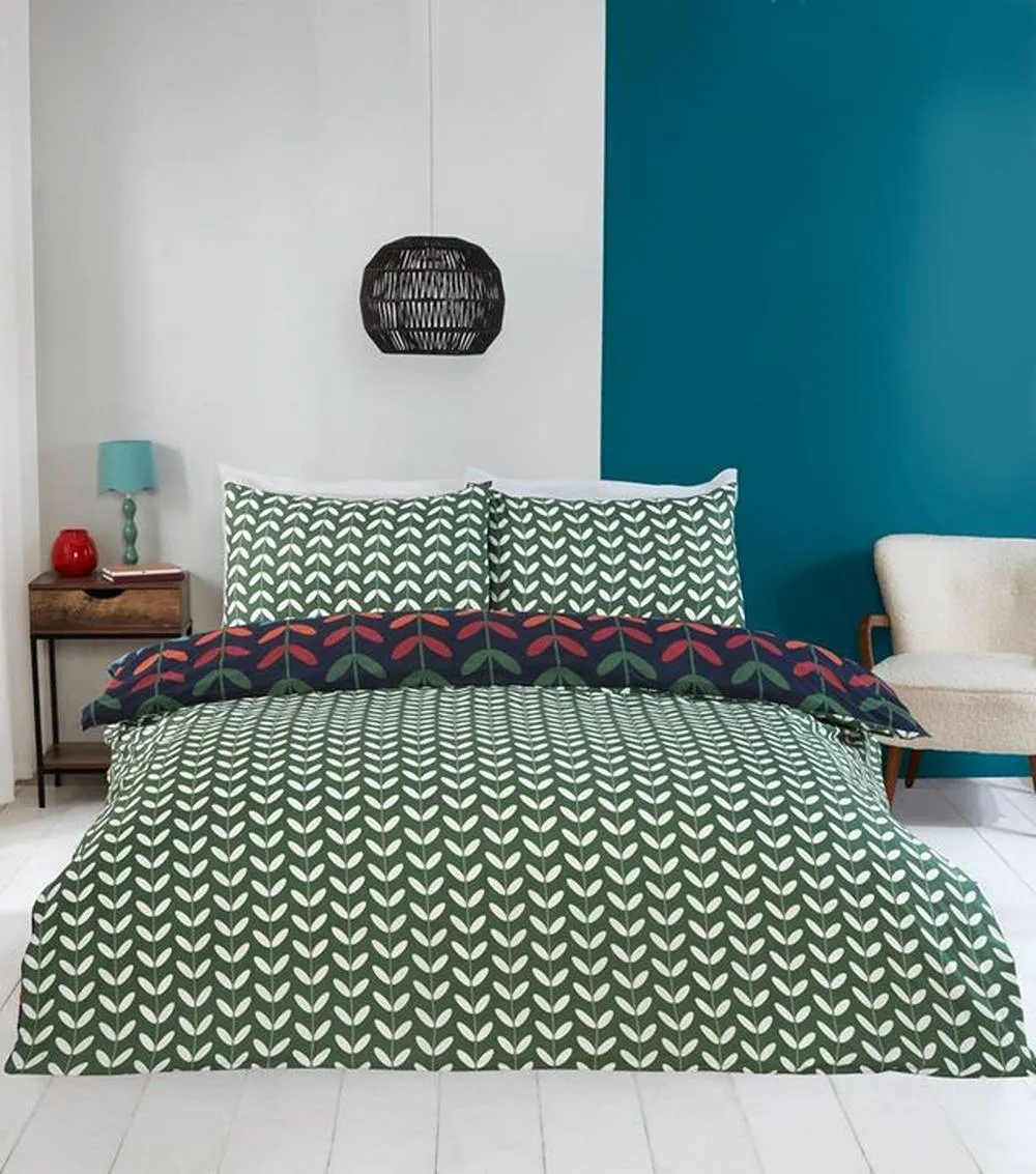 Rapport Home Jules Floral Microfiber Reversible Duvet Cover Set with Pillowcase in Navy 2