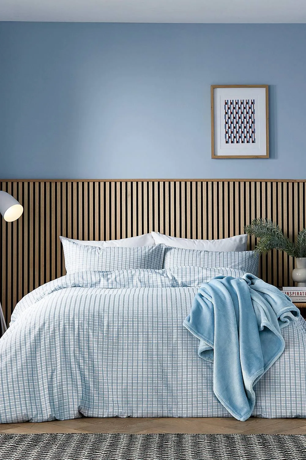 Helena Springfield 'Tranquil Check' Duvet Cover Set in Blue 1