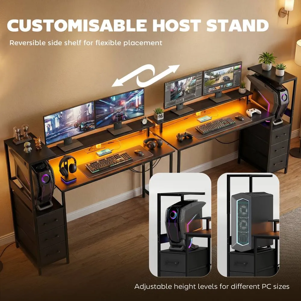 HOMCOM 147cm Gaming Desk with Charging Station & RGB Lights in Black 4