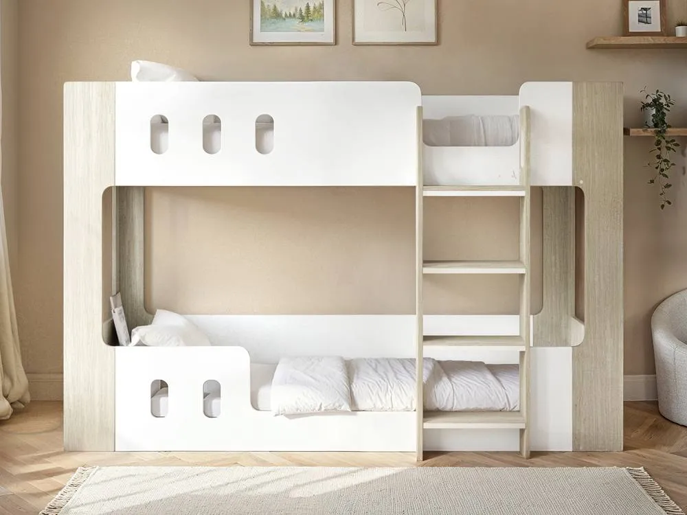 Flair Willow Low Bunk Bed White & Oak 2