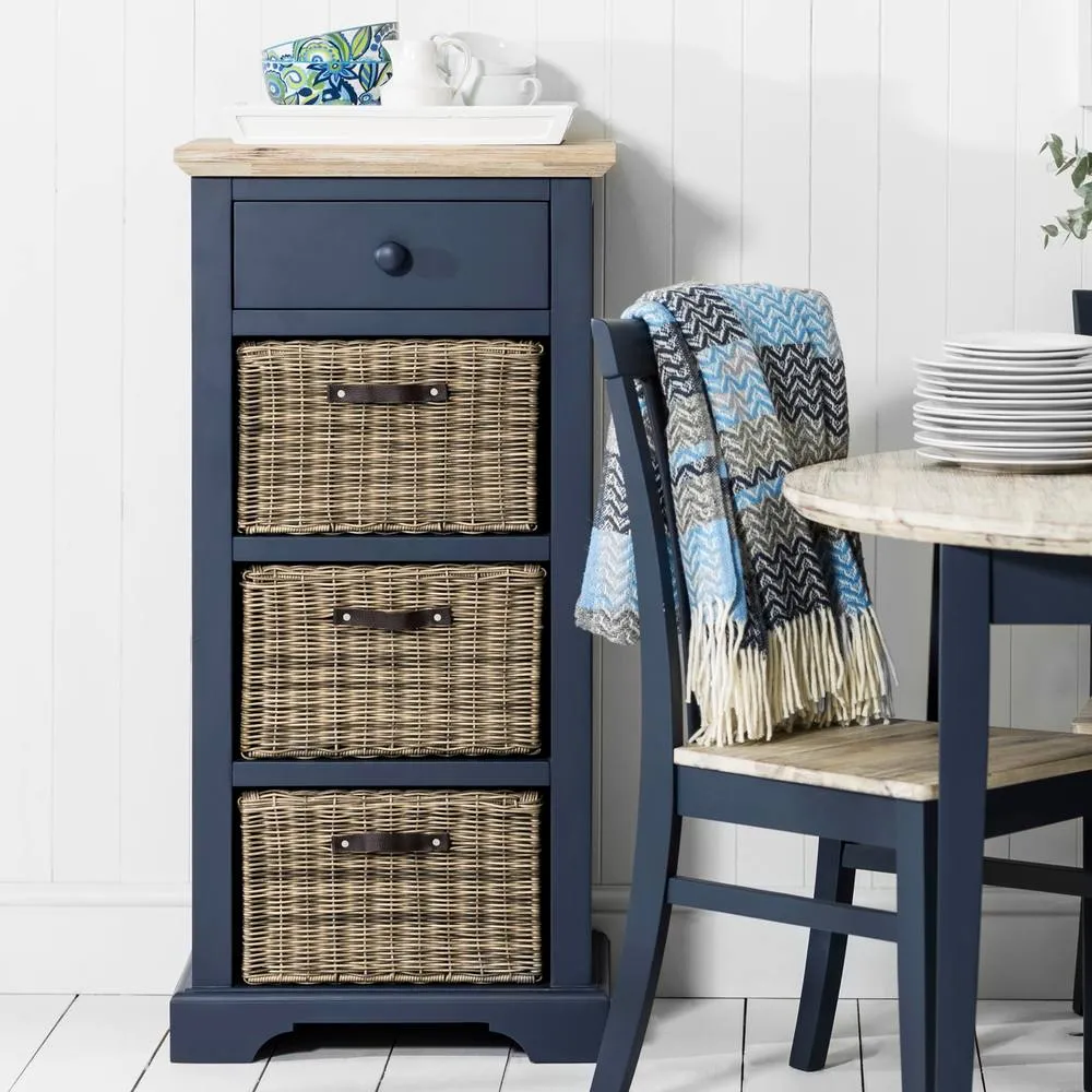 Statement Furniture Florence Tallboy with Drawer & 3 Storage Baskets in Navy 1