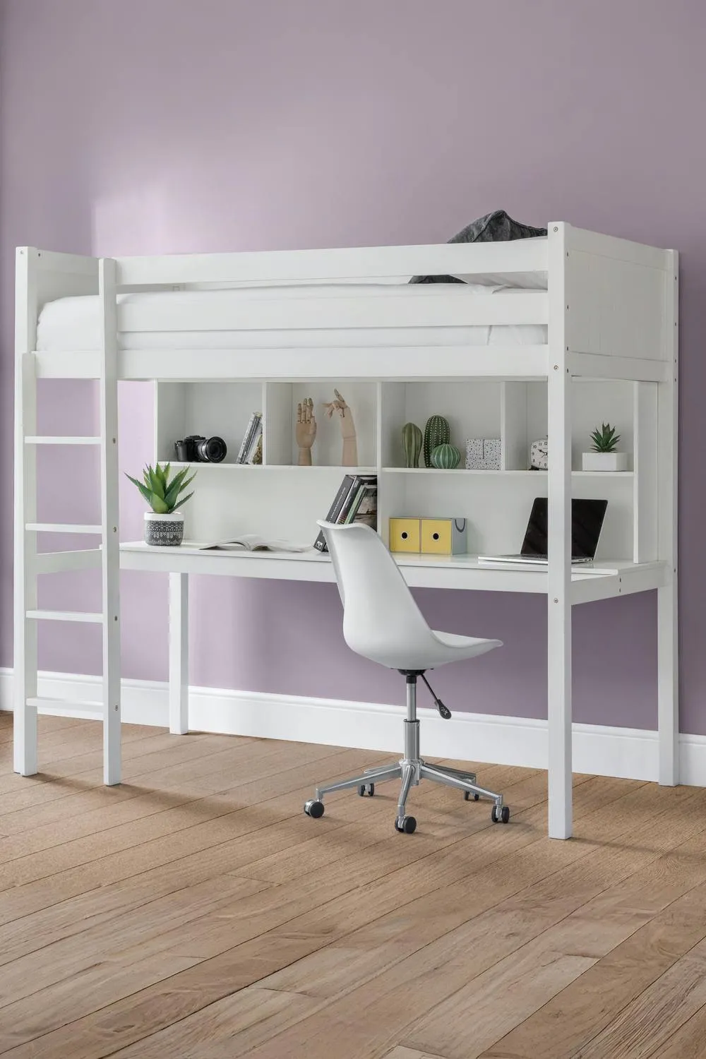 Julian Bowen Titan Highsleeper Loft bed with Desk in White 2