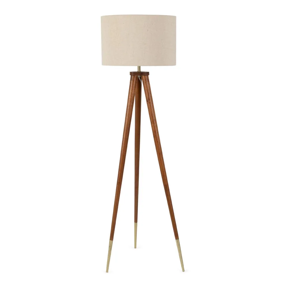 Heal's Hawkins Wooden Tripod Floor Lamp with Shade Walnut Finish 2