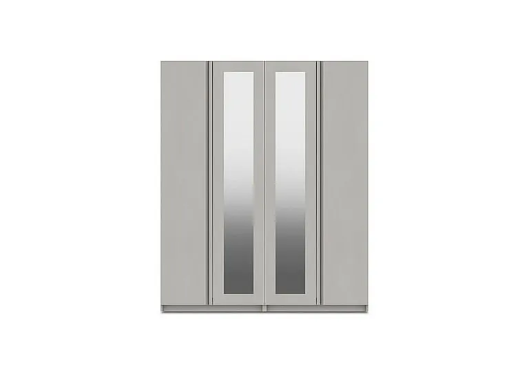 Kings Cross 4 Door Wardrobe with 2 Mirrors - Light Grey Gloss