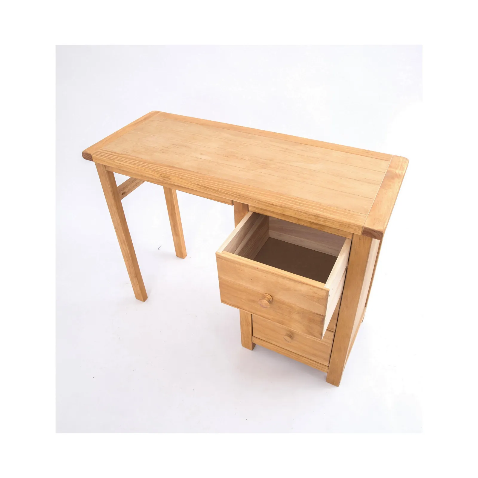 Cabinet Bits Lugo 3 Drawer Dressing Table Set Wood Knob in Light Brown 4