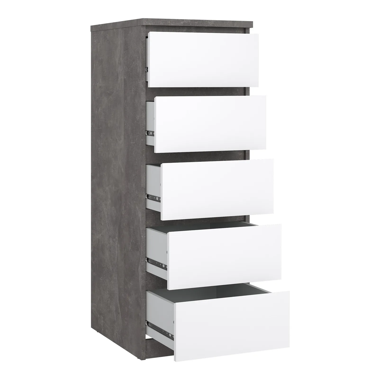 Furniture To Go Naia Narrow Chest of 5 Drawers in Grey 4