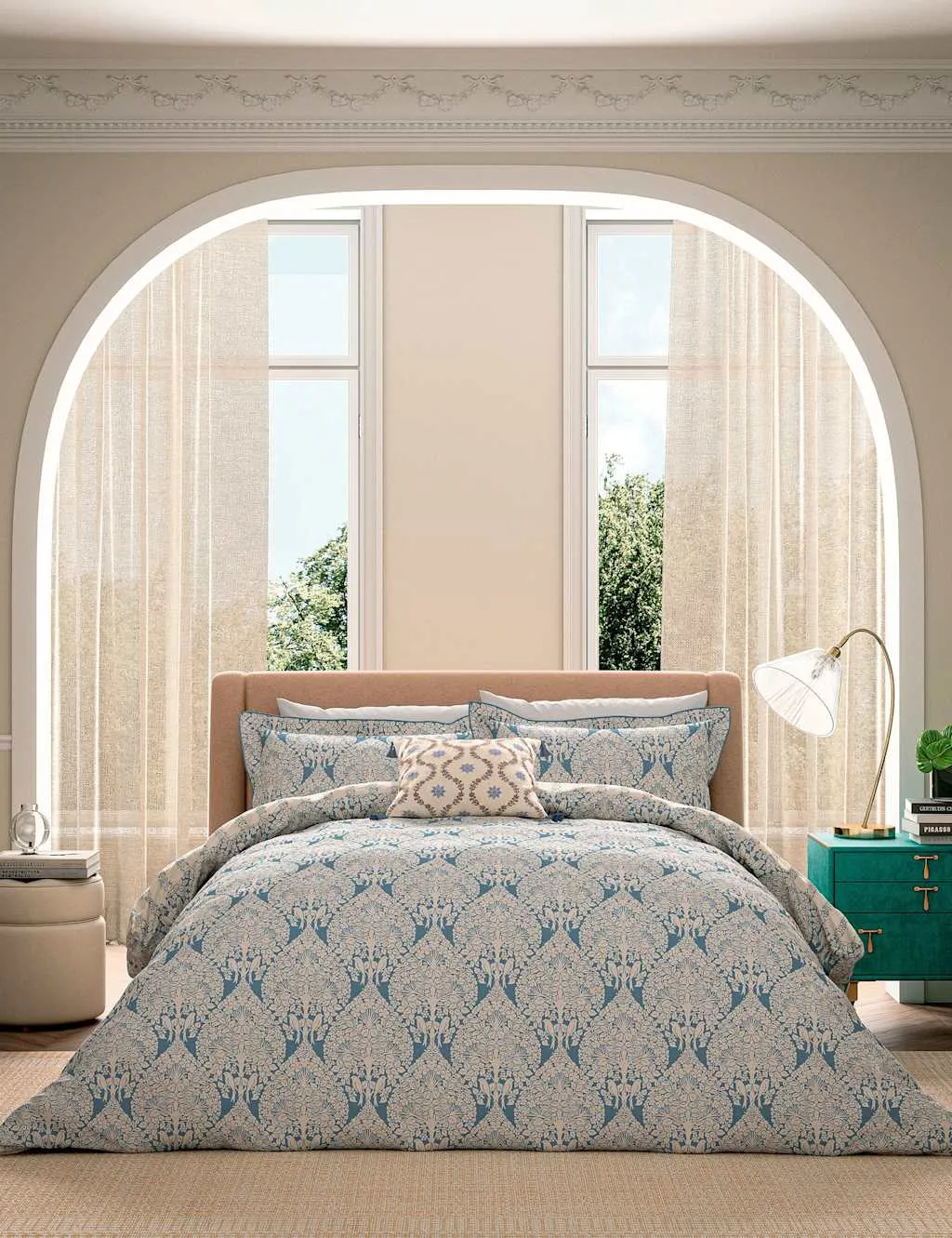 V&A Pure Cotton Lerena Bedding Set Blue Mix