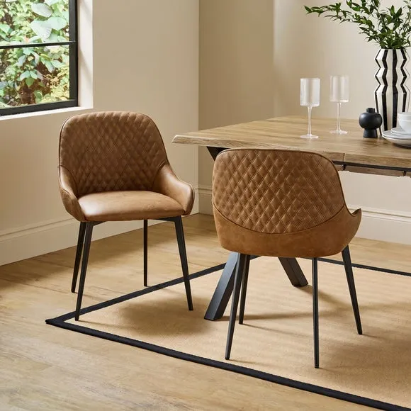 Hudson Set of 2 Dining Chairs, Faux Leather 1