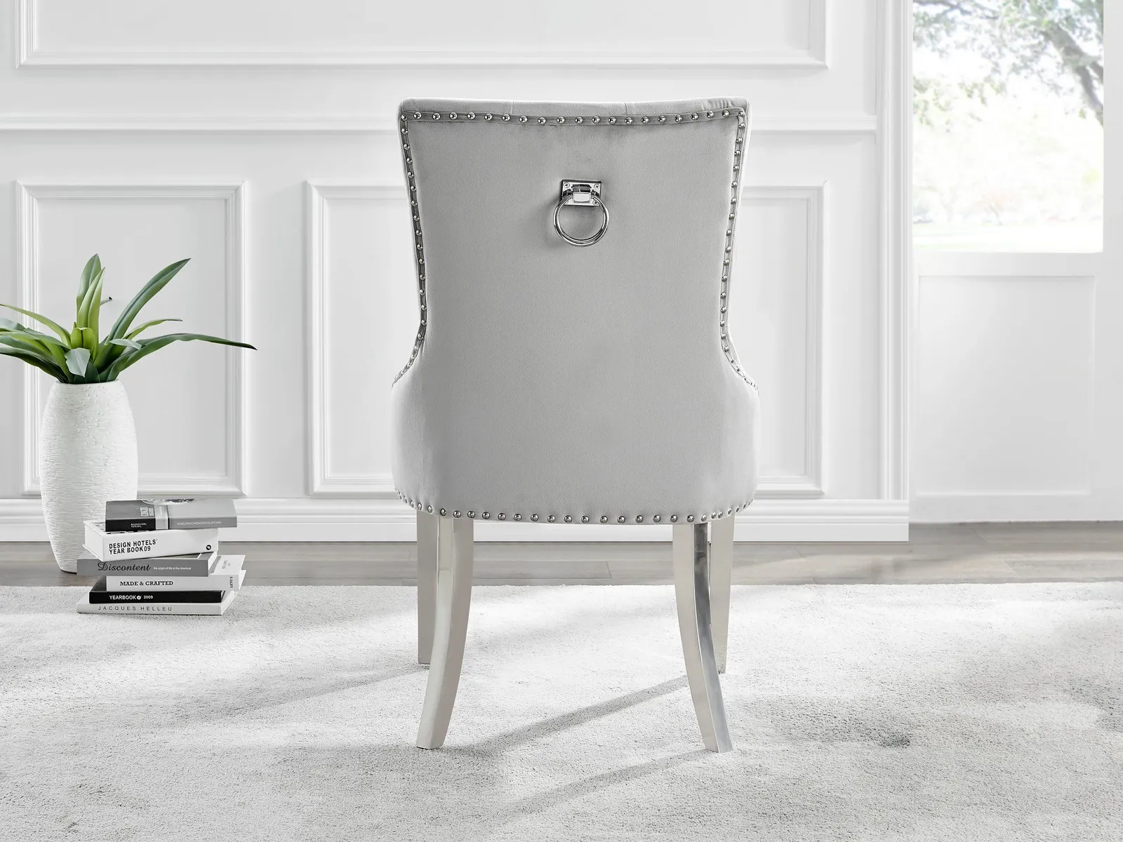 FurnitureboxUK Giovani 4 Grey Dining Table & 4 Velvet Belgravia Chairs 6