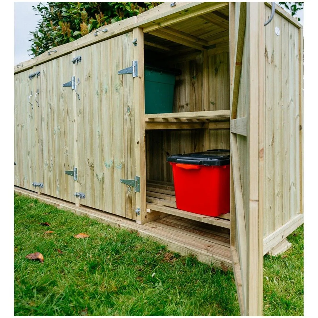 Buttercup Farm Shireburn Bin Store, Fits 1x 180L/240L Wheelie Bins & 8x Boxes in Brown 6
