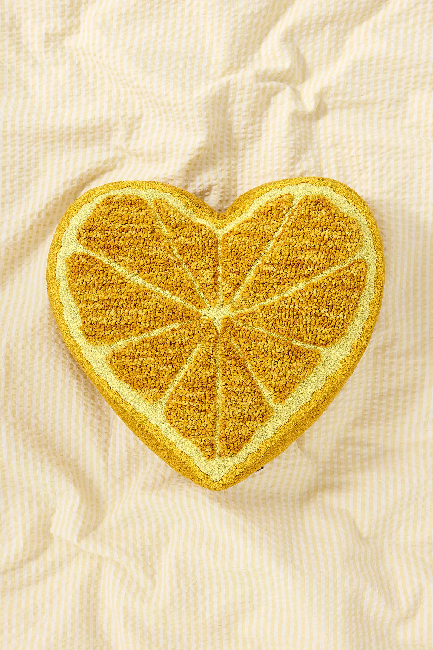 Orange Heart Cushion - Yellow
