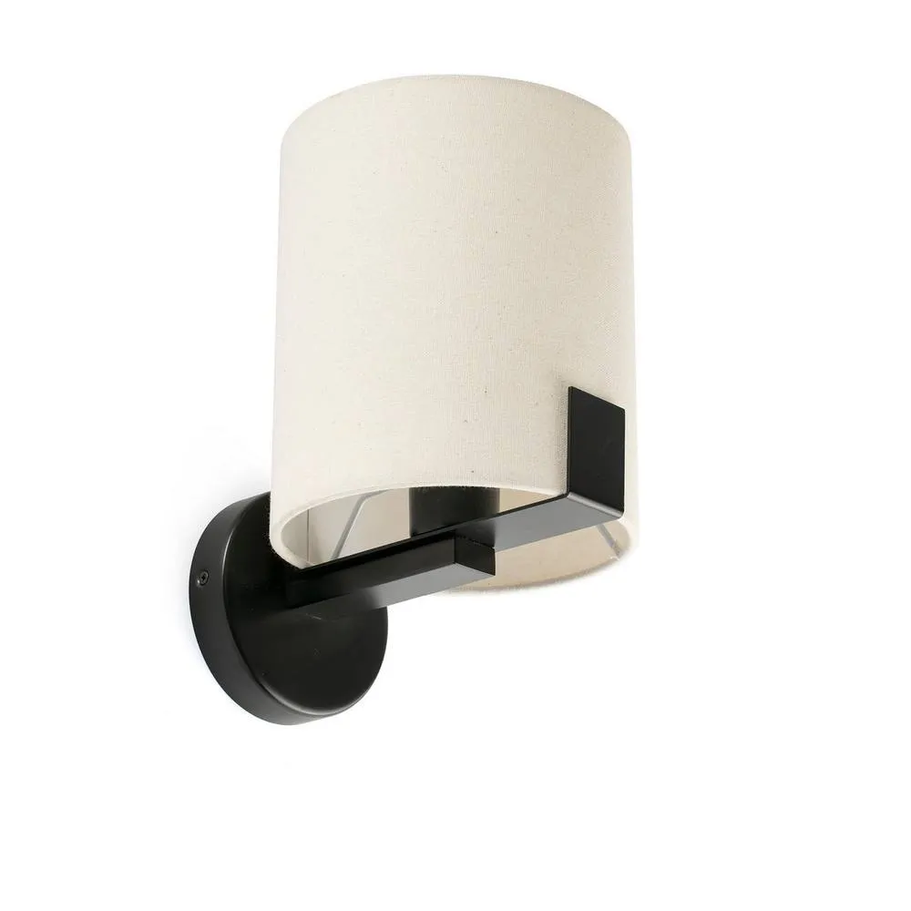 Netlighting Nila Wall Lamp With Shade Matt Black With Off-White Shade