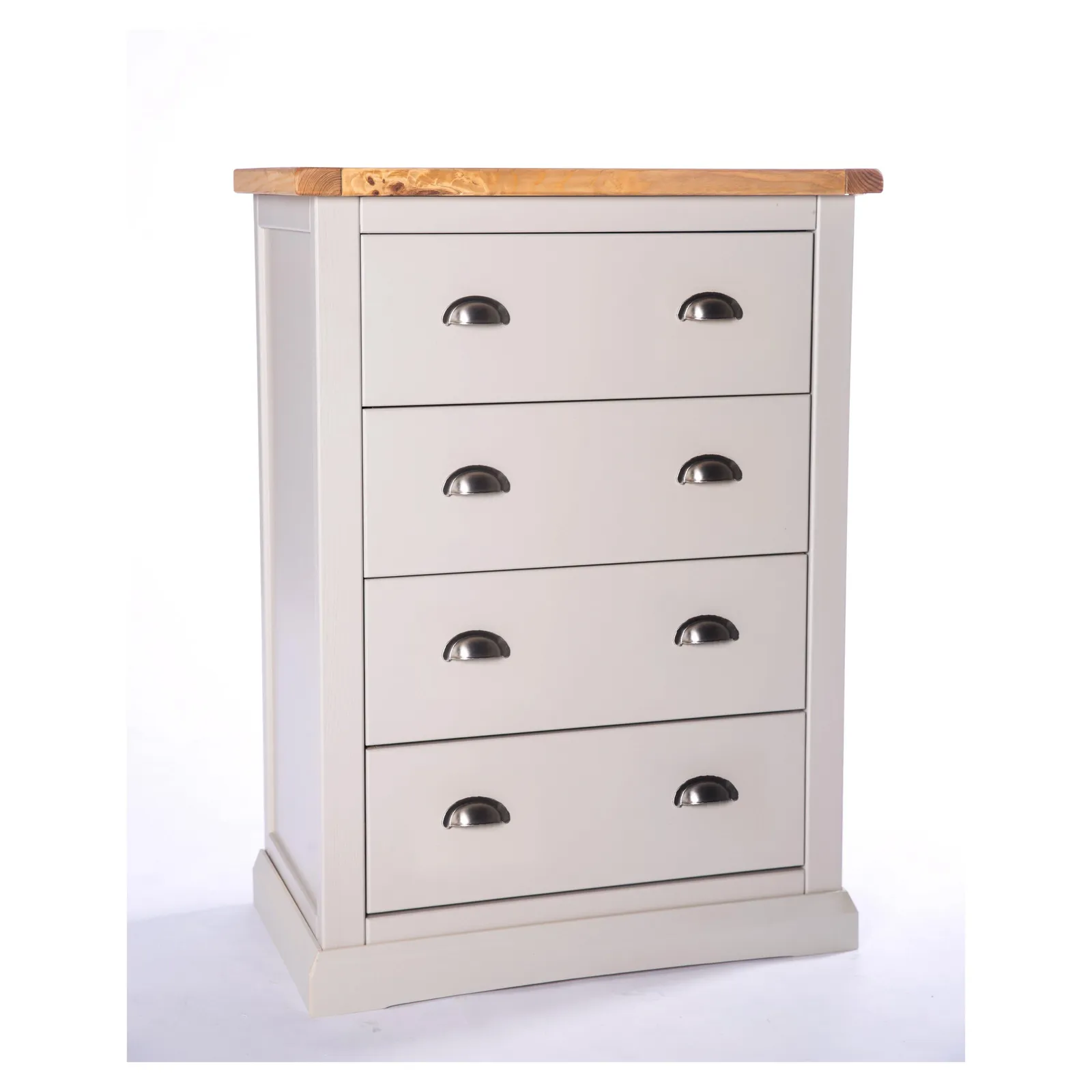 Cabinet Bits Loreo 4 Drawer Chest of Drawers Chrome Cup Handle in Light Grey 2